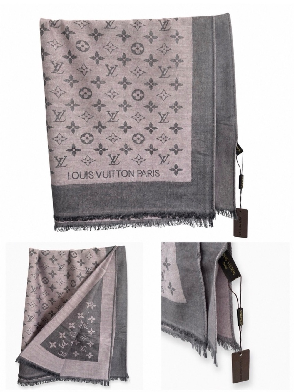 Louis Vuitton Reversible Pink & Gray Monogram Scarf - Picture 4 of 5